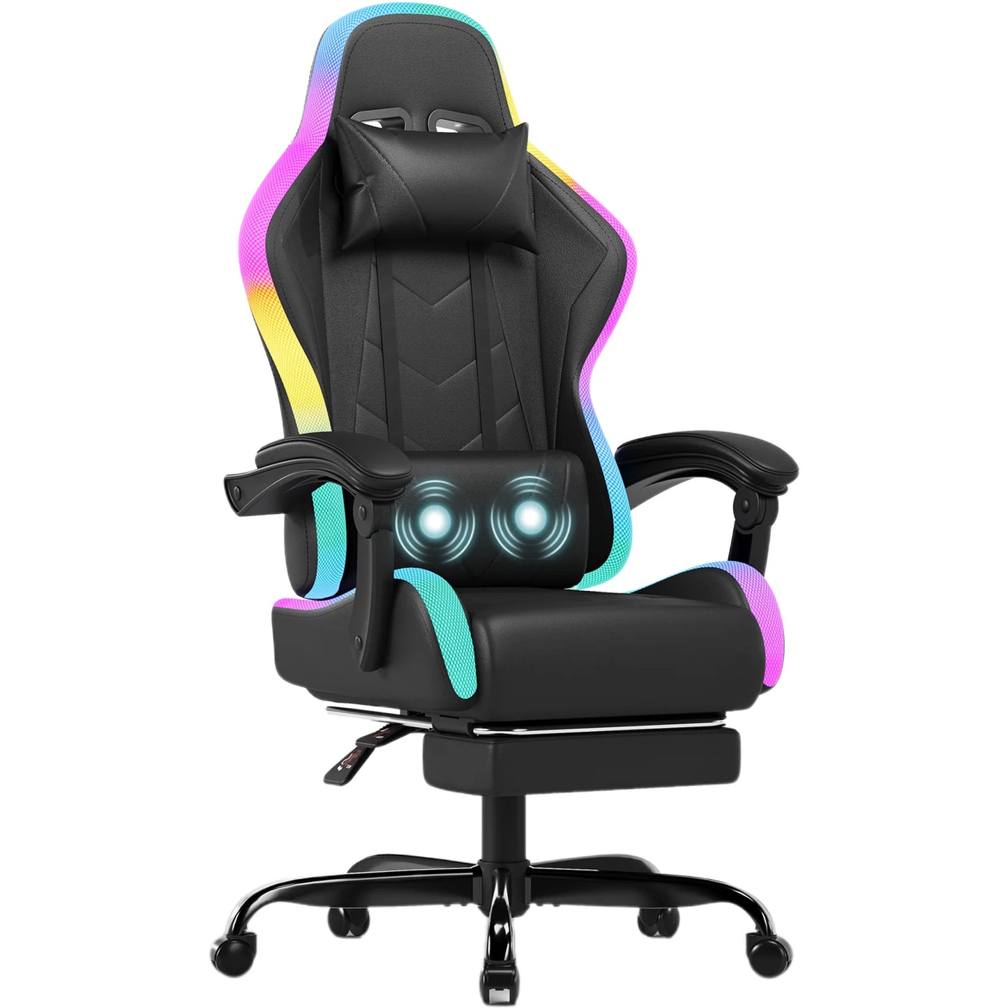 HOMALL LED Gaming Chair Multiple Light Effects Ergonomic with Footrest, Headrest and Lumbar Support Desk Chair