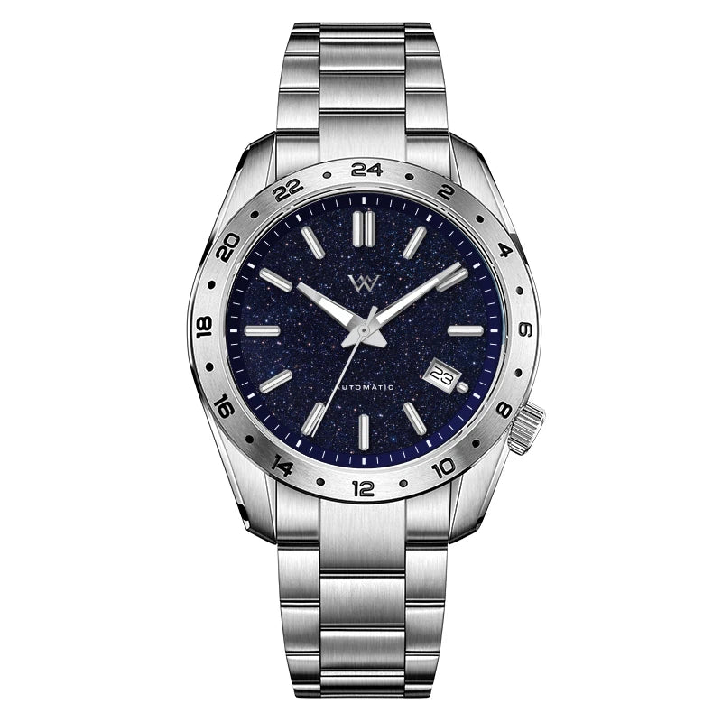 WM Watch Automatic Mechanical 2565 Watches Lapis Lazuli/Blue Sandstone Dial Waterproof AR Coated 100M Welly Merck Watch 223M