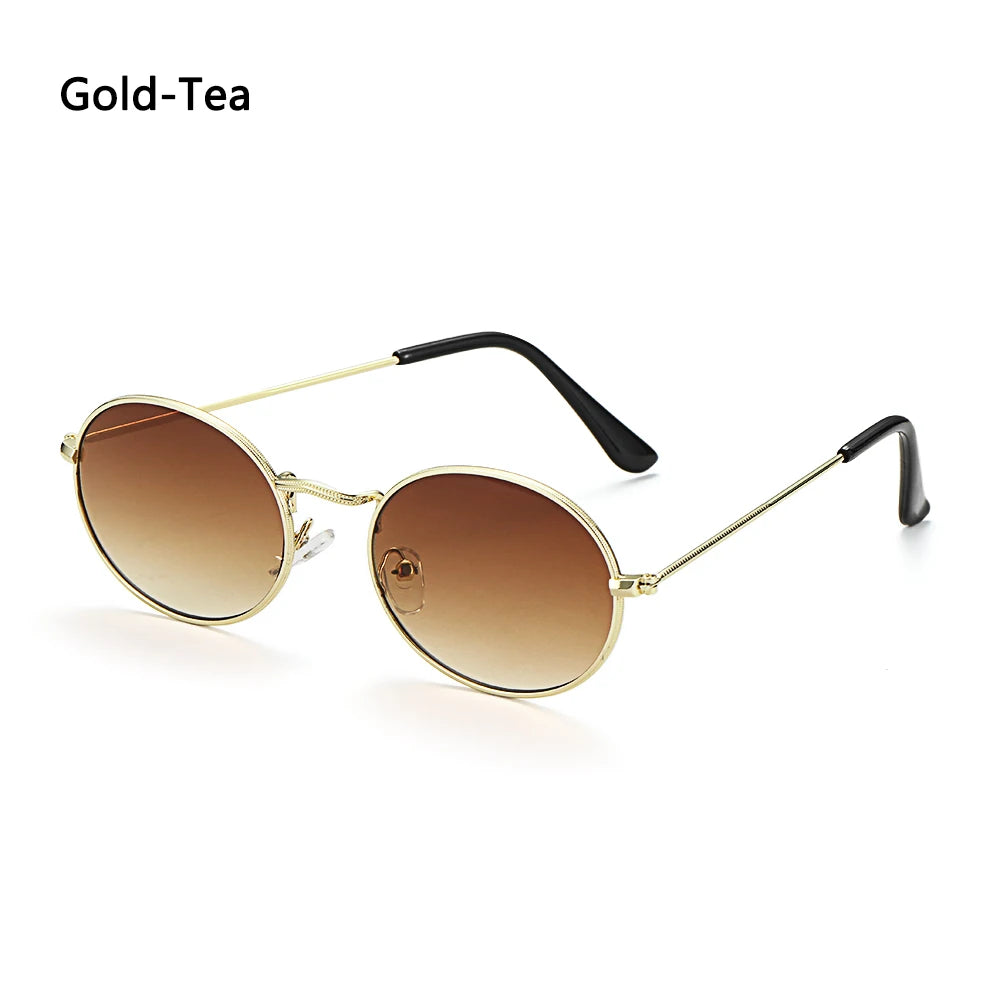 Women Female Oval Sunglasses Eyewear Driver Goggles Gold Small Retro Vintage Sexy Round Sunglasses Frame Cycling Accessories