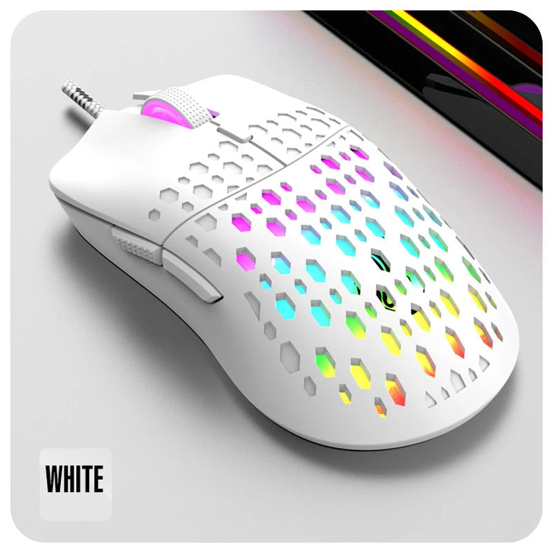 OnePlus G701 Wired 6 Keys Mouse Honeycomb Perforated Colorful Lighting Gaming And Office For Microsoft Windows Apple IOS System