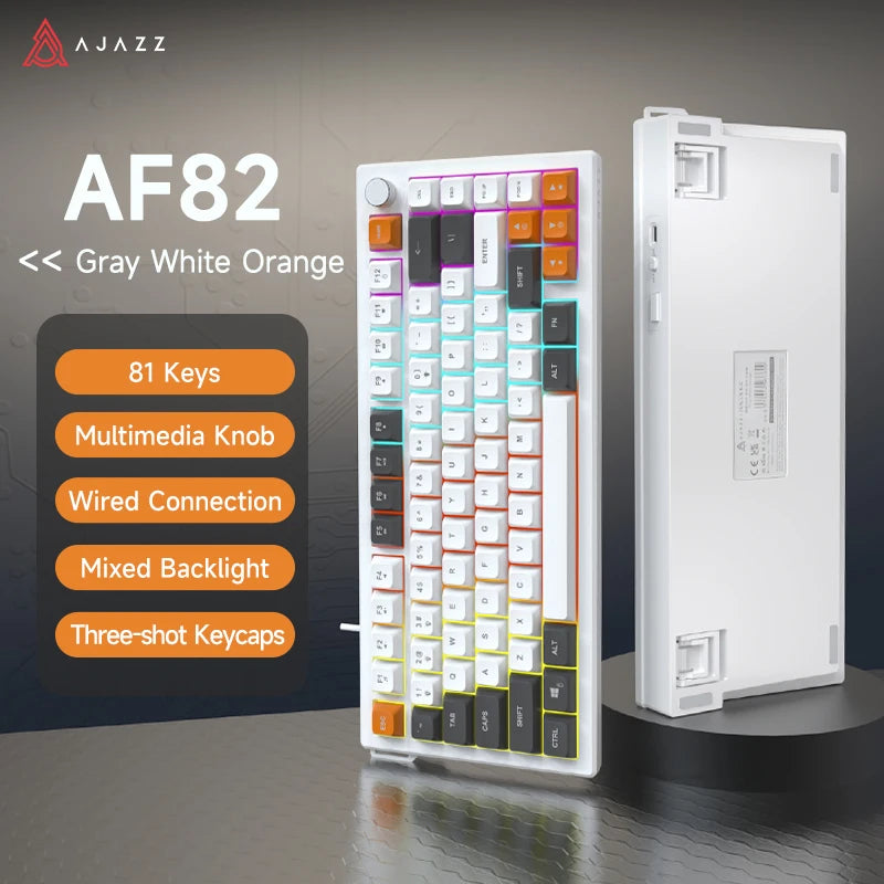 AJAZZ AF82 Low Profile Wireless Gaming Keyboard RGB 75% Mechanical Feel Keyboard, Tri-Mode Bluetooth/2.4G/USB Keyboard for Windows & Mac