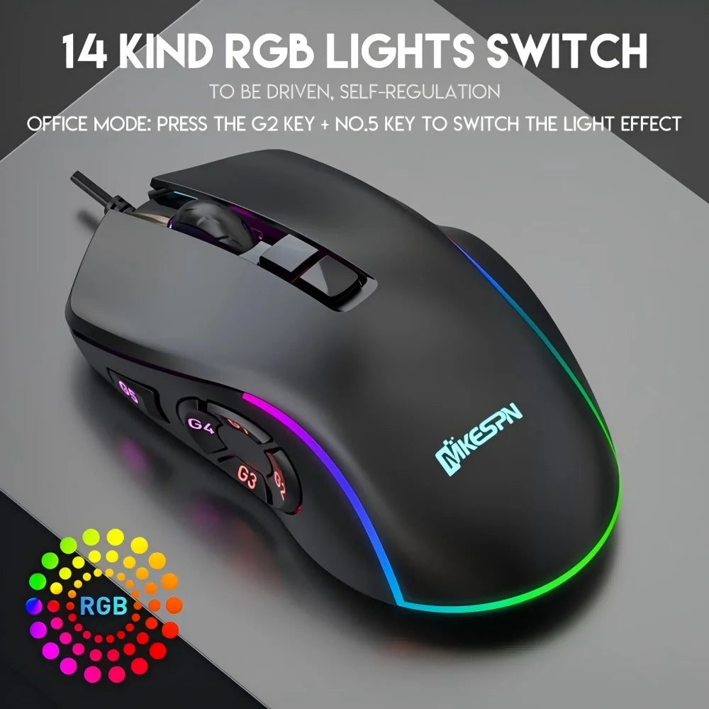 10 key macro programming custom RGB game wired mouse laptop desktop computer wired mouse external
