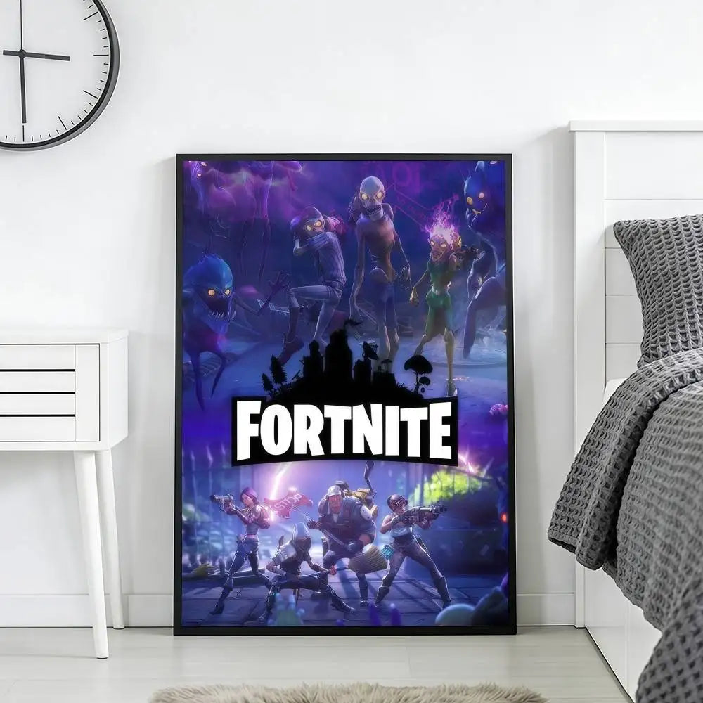 F-FORTNITES-ES Online Game Poster Stickers Art Print Retro Vintage Wall Decor HD Living Room Home Office Gift Occasion