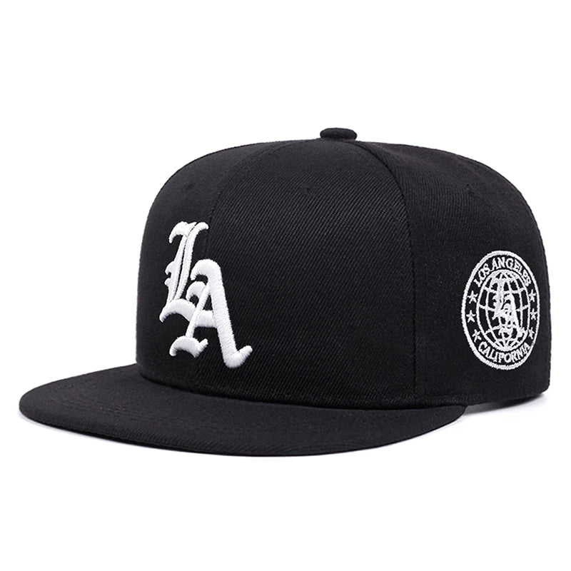 2026 New Fashion Hip Hop Hat LA Letter Side Earth Embroidered Flat Edge Hat Daily Casual Decoration Sunshade Baseball Hat Unisex