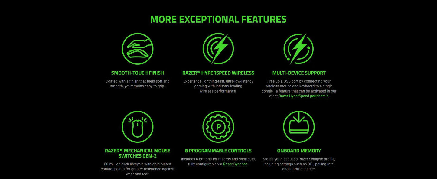 Razer Viper V3 HyperSpeed Wireless Esports Gaming Mouse 30K DPI Optical Sensor Gen-2 Mechanical Switches 8 Programmable Controls