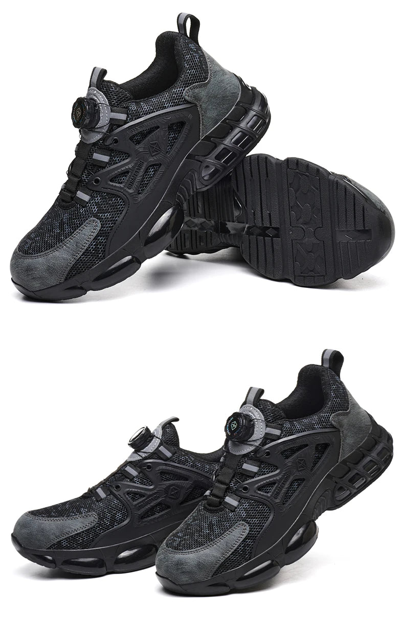 Size 47 48 Work Safety Shoes Men Reflective Design Steel Toe Shoes Rotation Button Work Sneakers Protective Safety Boots