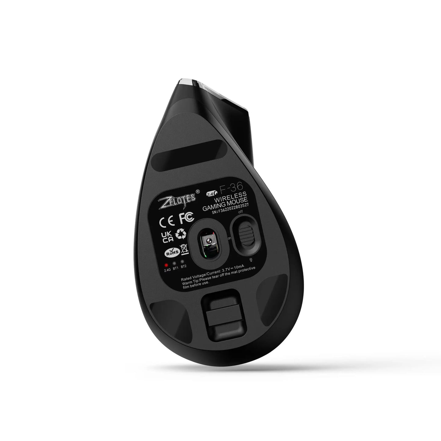 ZELOTES F36 Vertical Wireless Mouse Bluetooth Ergonomic Mice Rechargeable Programmable Gaming Mouse 2.4G 2400DPI for Laptop PC