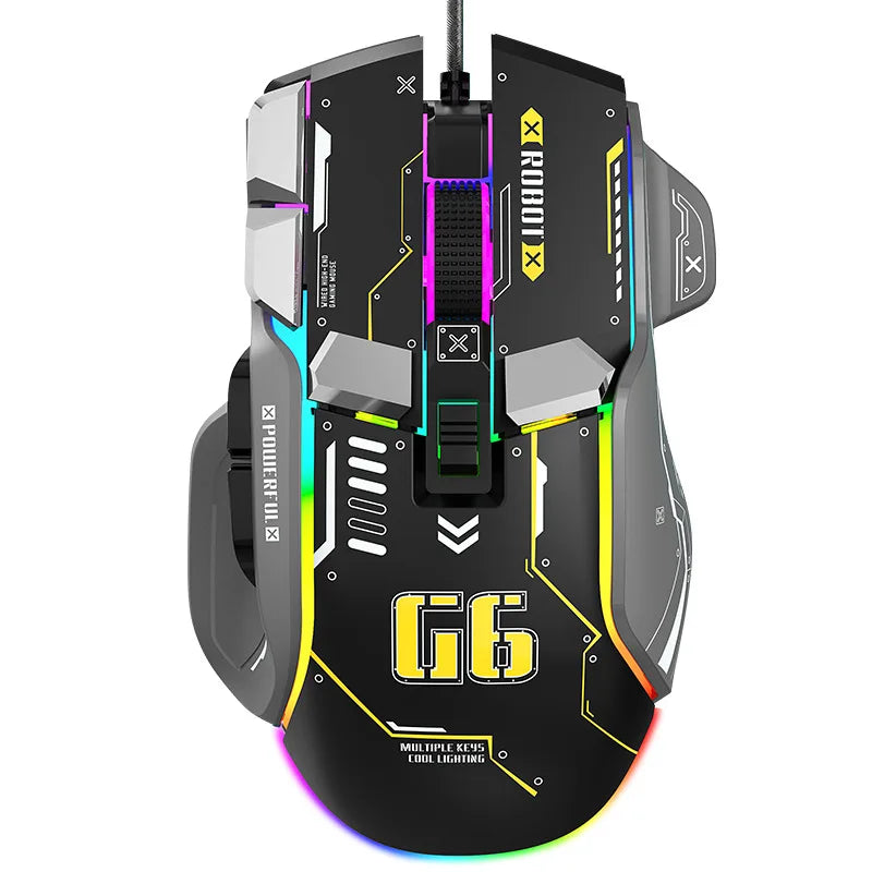 High-end Programmable Gaming Mouse Wired 12800dpi 12 keys RGB Game Mice for Windows IOS Home Office Laptop PC