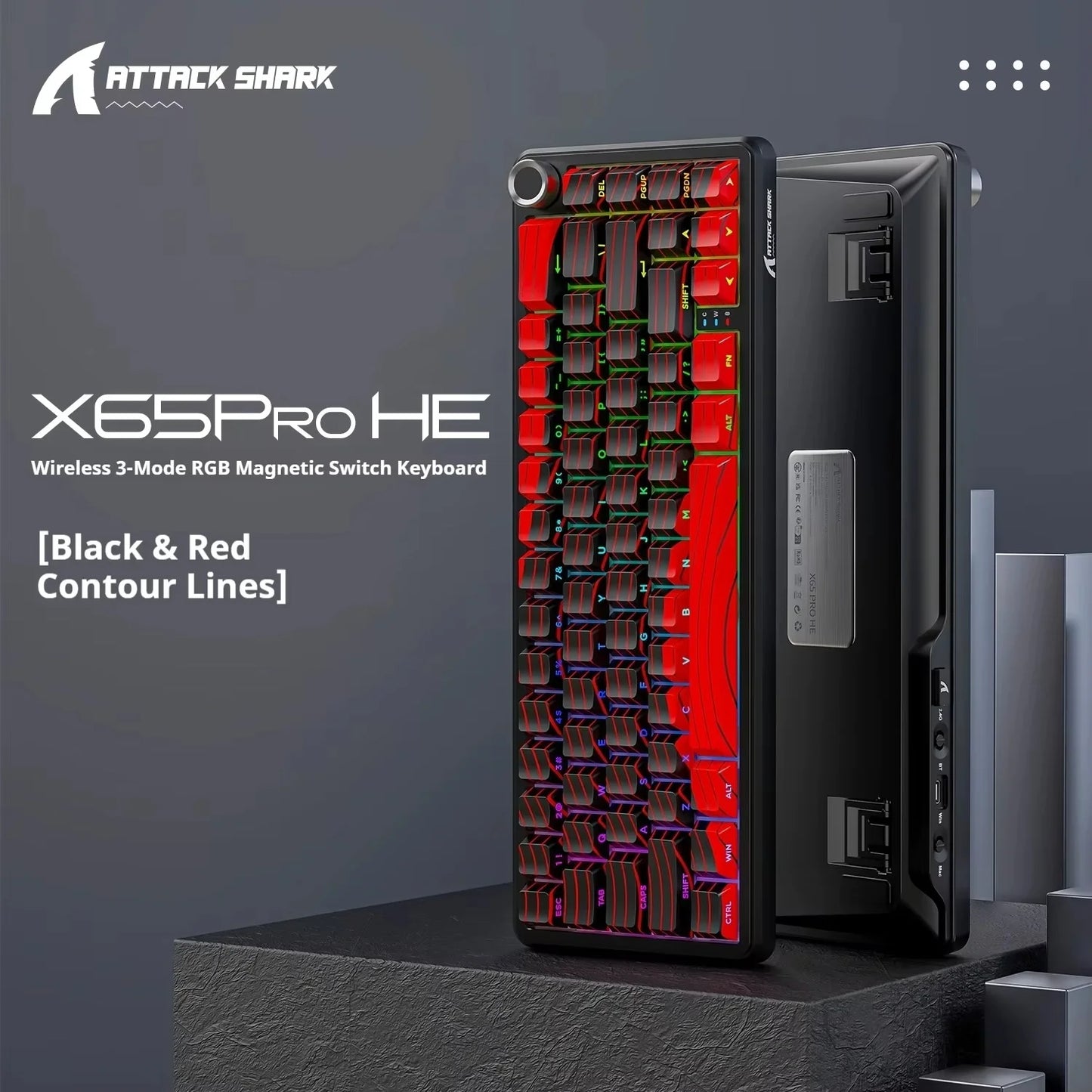 Attack Shark X65 PRO HE Magnetic Switch Keyboards 8K RT0.001mm Side Engraving Bluetooth Wireless Gaming Keyboards Windows Mac PC