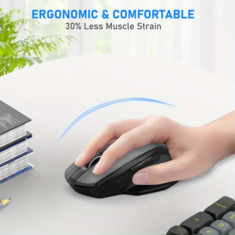 E-YOOSO 2.4G Wireless Ergonomic Mouse with Built-in USB Receiver, 5-Level 4800 DPI Portable Optical Mouse for PC Laptop Computer