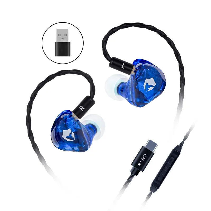 Auriculares Gaming HiFi com Fio EPZ G10 – Monitores In-Ear Type-C e 3.5mm com DAC, Isolamento de Ruído, Cabo Amovível e Microfone