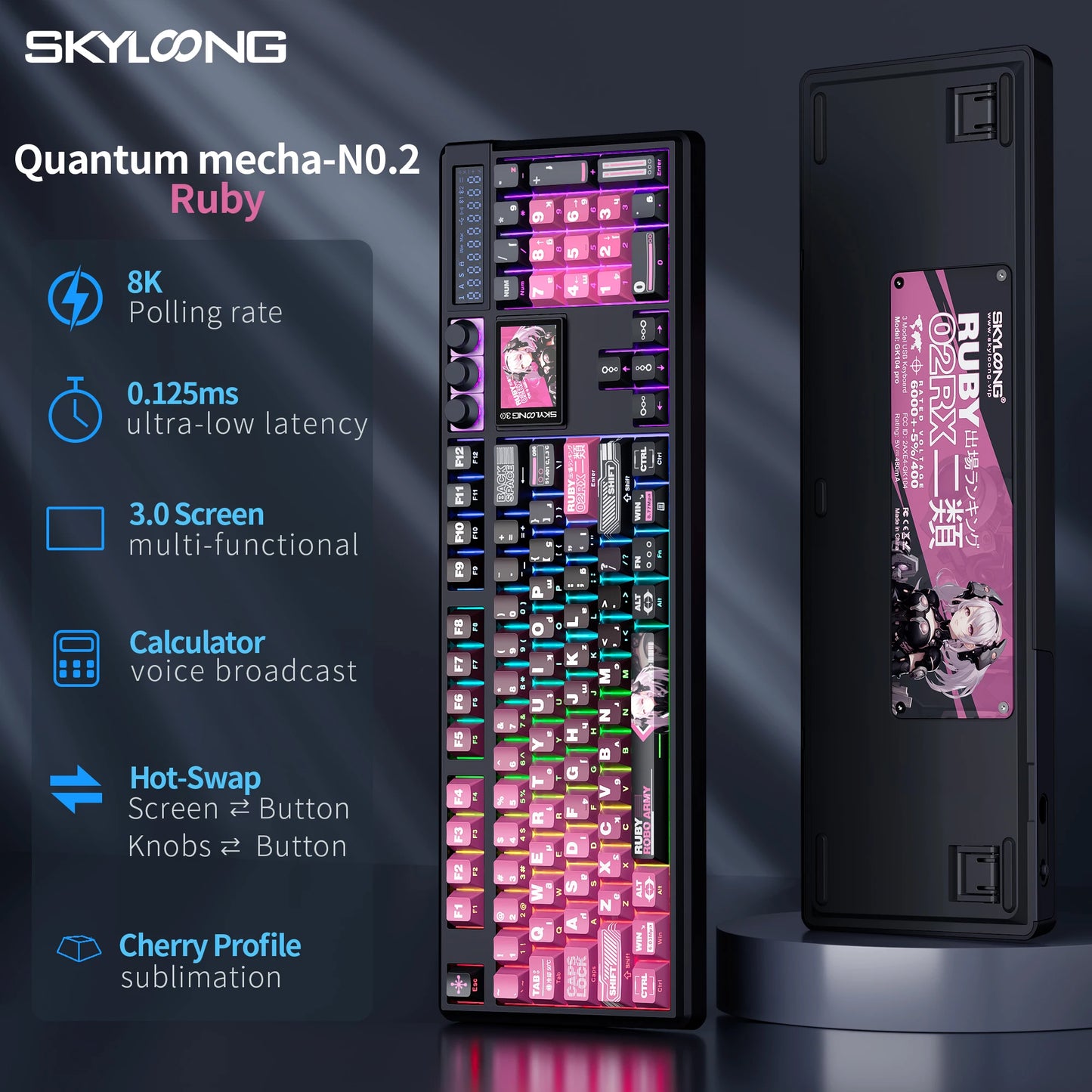 SKYLOONG GK104 Pro Wireless Mechanical Keyboard 100% Custom Keyboard Hot-Swapp Low-noise Switch for PC Gamer office Accessoies
