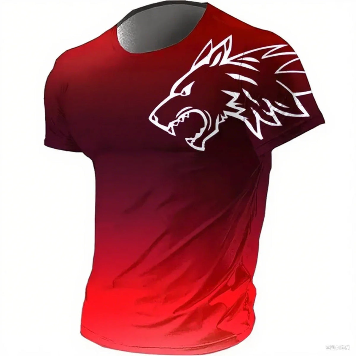 Men's Fitness Sportswear T-shirts 2024 Summer Vintage Men's 3D Printed Quick-Drying Gradient T-shirt Animal Wolf Short Sleeve