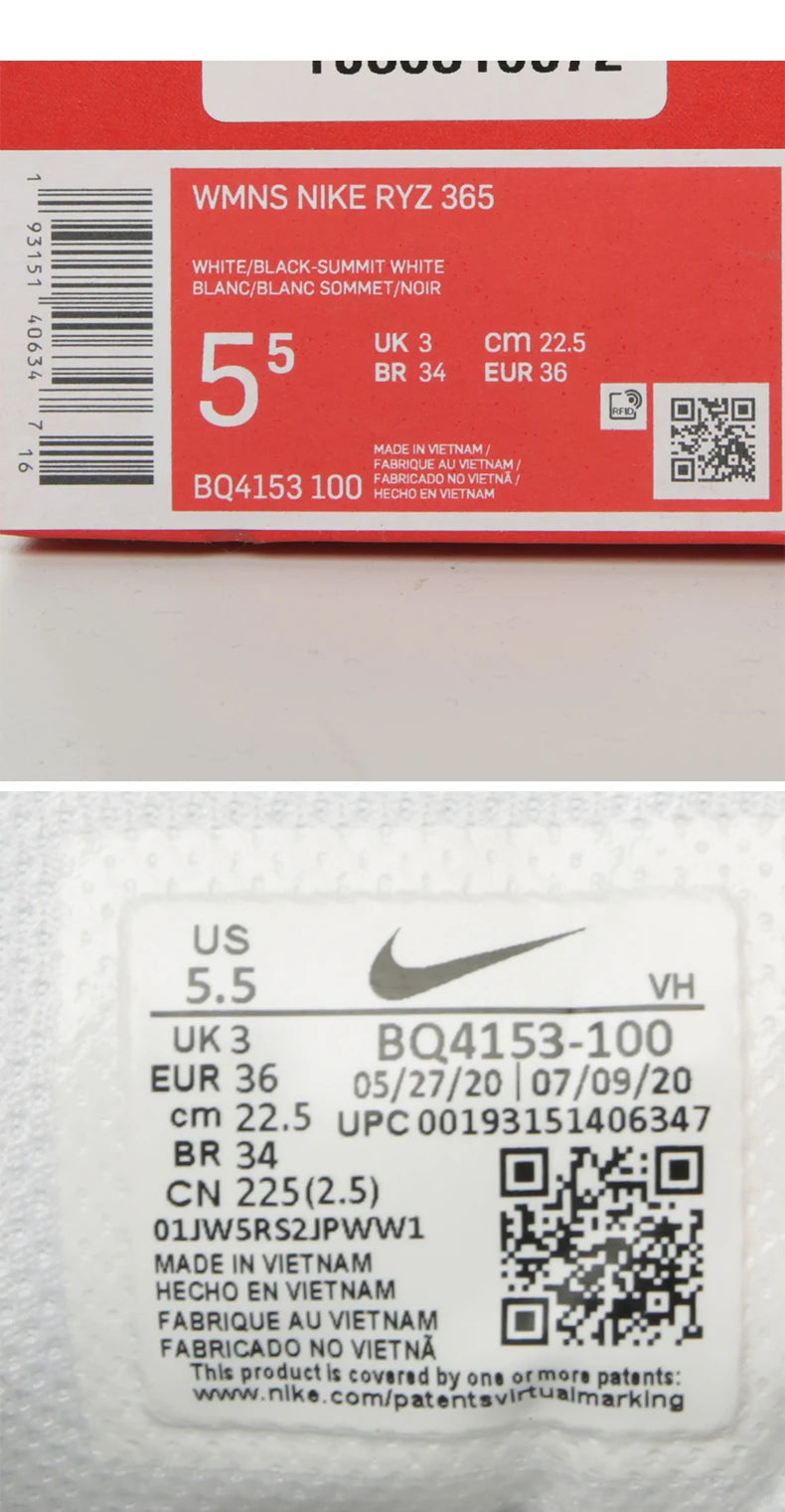 Nike genuine RYZ 365 women's comfortable and cushioned sports and leisure shoes BQ4153-100