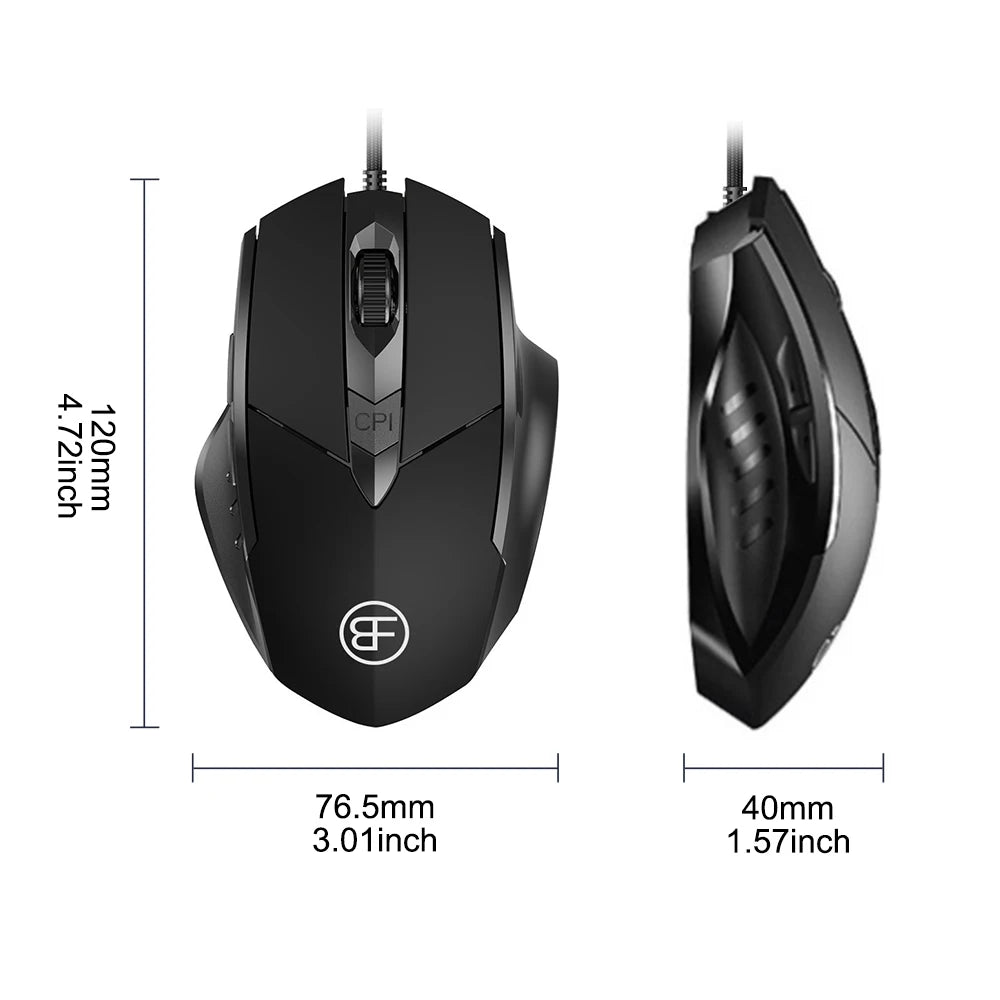 USB Wired Mouse, 7200 DPI Corded Computer Mouse with 6-Button Cord Ergonomic Mice, Officeand game Mouse for Laptop PC Desktop