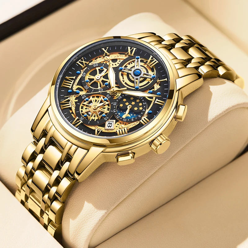 LIGE 2024 New Fashion Gold Women Watch Top Brand Luxury Waterproof Watches for Women Sport Quartz Chronograph Relogio Feminino