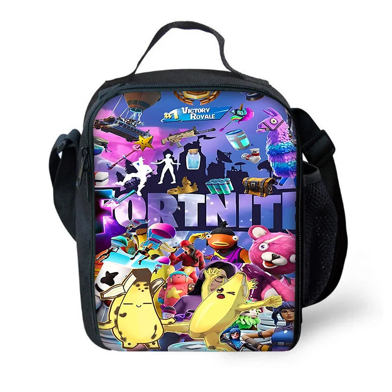 Isolierte Kinder-Thermotasche mit großem Fassungsvermögen für Jungen, Hot Game F-FortniteS, Mädchen, Schüler, Outdoor-Picknick, wiederverwendbare Kühltasche für das Mittagessen