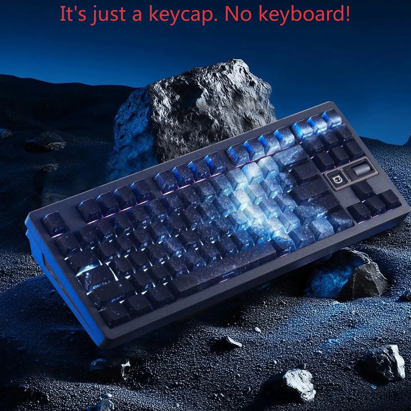 Purple Galaxy Gradient Side Carving Transparent Cherry Keycap PBT 135 Key Compatible with 60/64/84/98/108 Mechanical Keyboard