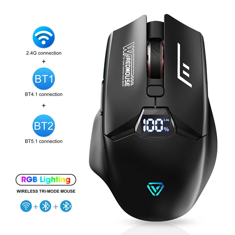 Lenovo Dual-Mode Wireless Bluetooth Mouse with Smart Screen Display, Rechargeable Silent Wireless Mouse for Office, Gaming, Laptop & Tablet