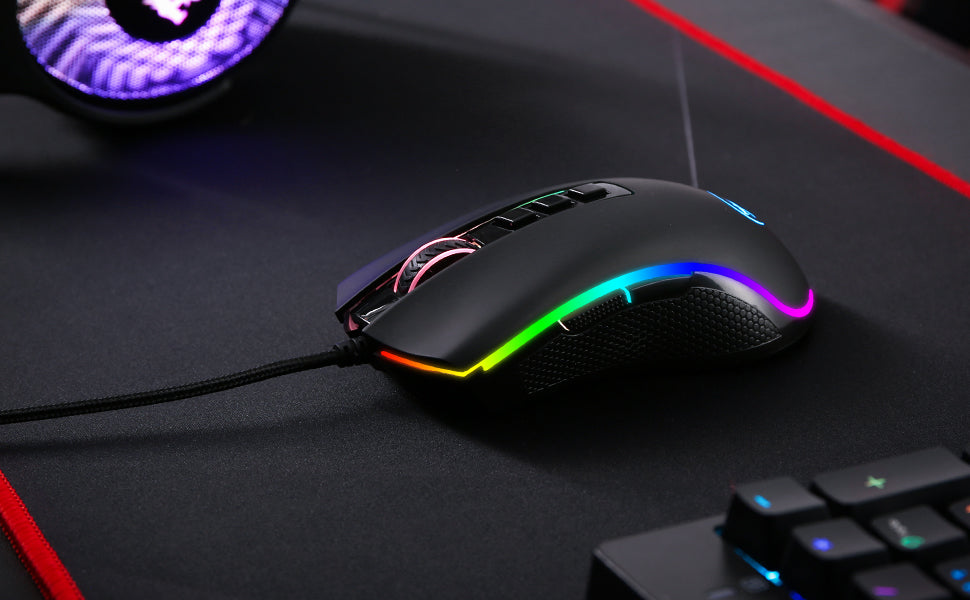 Redragon M711 PC Gaming Mice Wired Mouse 7 Programmable Buttons Customizable RGB 10,000 DPI Ergonomic Mouse
