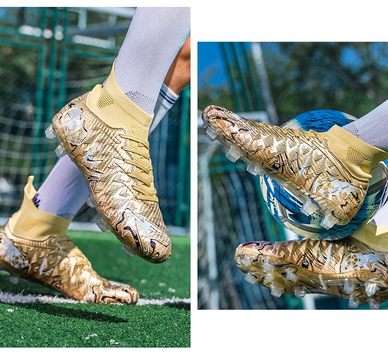 Zapatillas de fútbol profesionales para hombre, transpirables, con tacos largos, resistentes al desgaste y antideslizantes