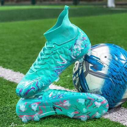 ro Performance HighCut Soccer Boots FG TF Studs Breathable Lightweight Cleats for Outdoor Grass and Turf Training Matches