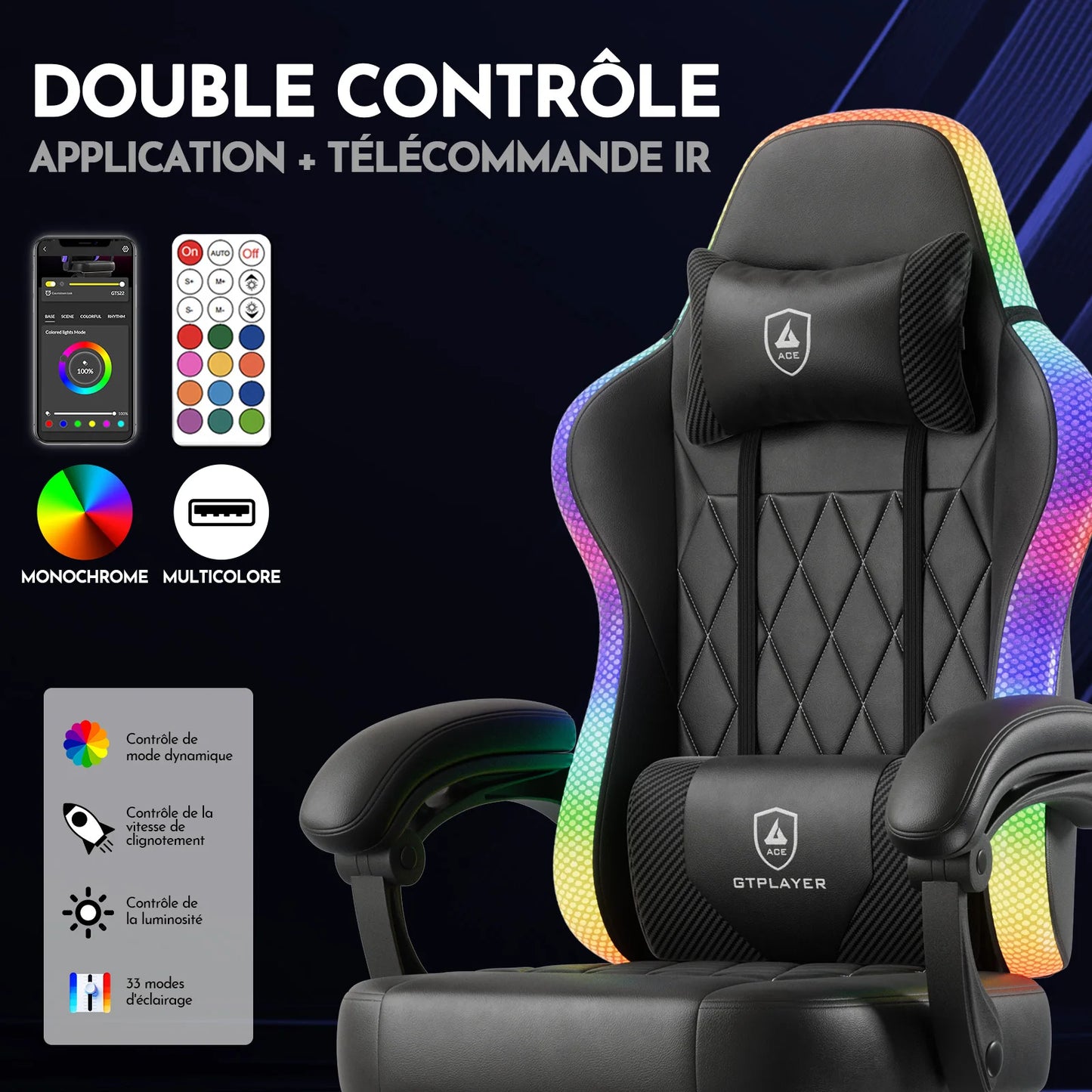 GTPLAYER Gaming chair Office Chair Gaming Chair with LED Light Bar Gamer chair Backrest with storage s bag Ergonomic