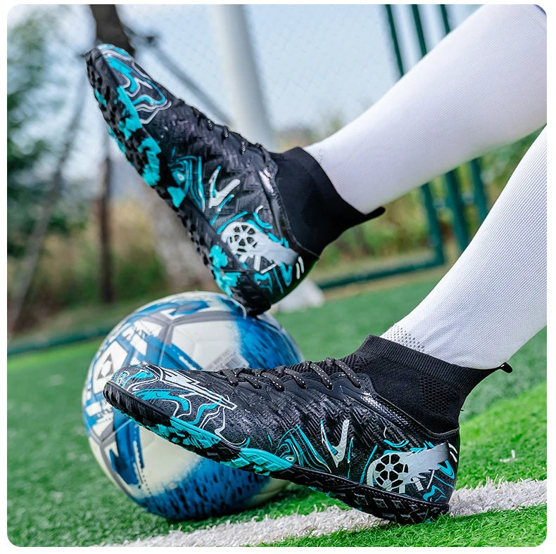 ro Performance HighCut Soccer Boots FG TF Studs Breathable Lightweight Cleats for Outdoor Grass and Turf Training Matches