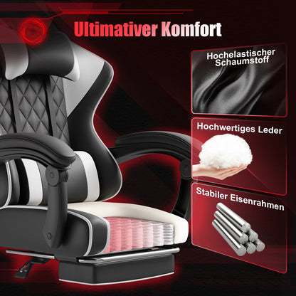 HOMALL Height Adjustable Massage Gaming chair Ergonomic Design with Lumbar Support Headrest Swivel chair