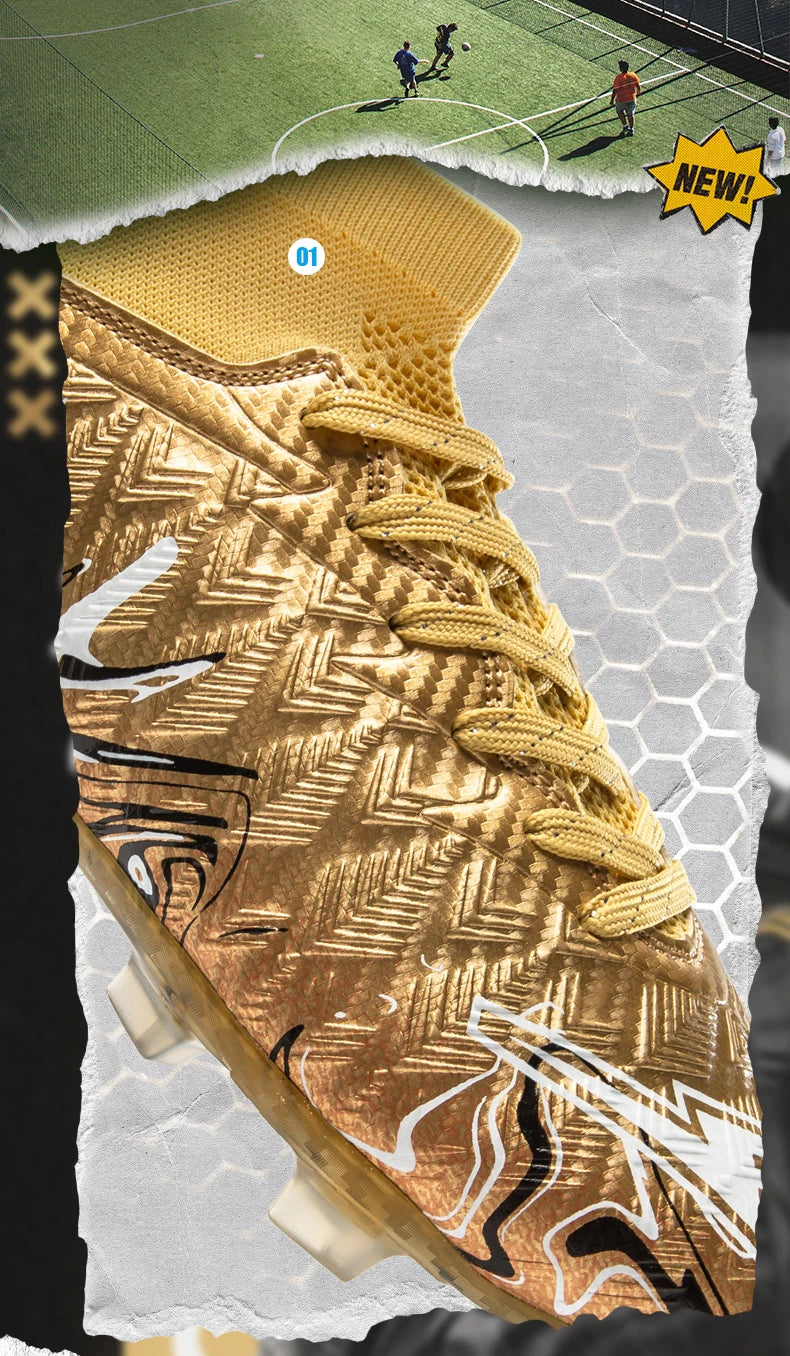 Zapatillas de fútbol profesionales para hombre, transpirables, con tacos largos, resistentes al desgaste y antideslizantes