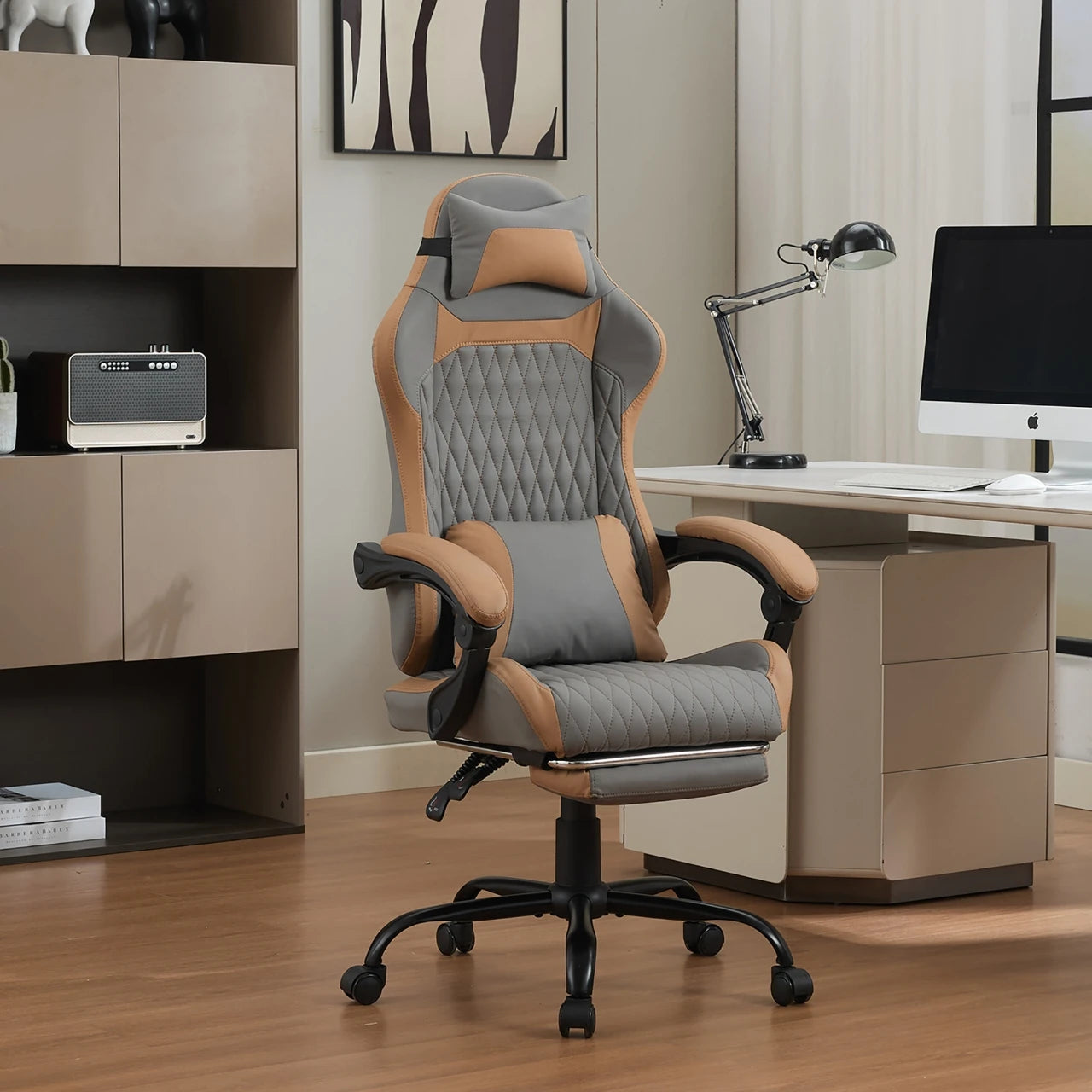 Elegant ergonomic gaming Chair, comfortable computer seat for game room and home desk, reinforced frame for daily use