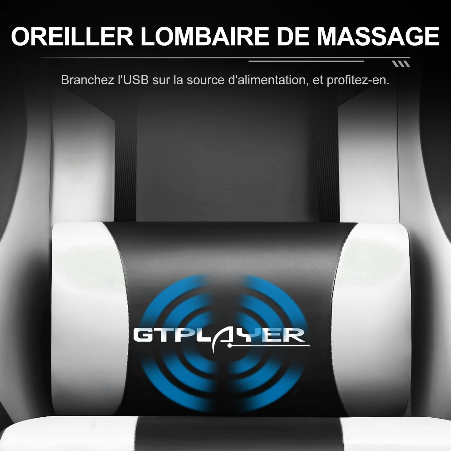 GTPLAYER Gaming chair with massage Lumin cushion & footrest, Ergonomic office chair with padded seat, swivel chair up to 150 kg
