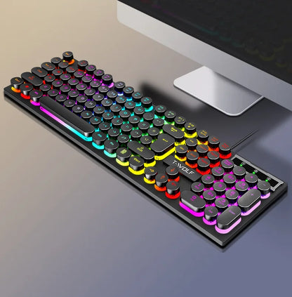 Russian Keyboard with Russian English Letter 100% Keyboard Mouse Kit Translucent Keycaps Backlight Punk Round Keycap Wired TF270
