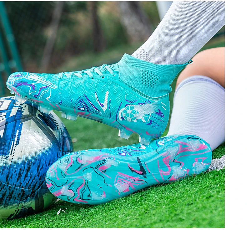 Zapatillas de fútbol profesionales para hombre, transpirables, con tacos largos, resistentes al desgaste y antideslizantes