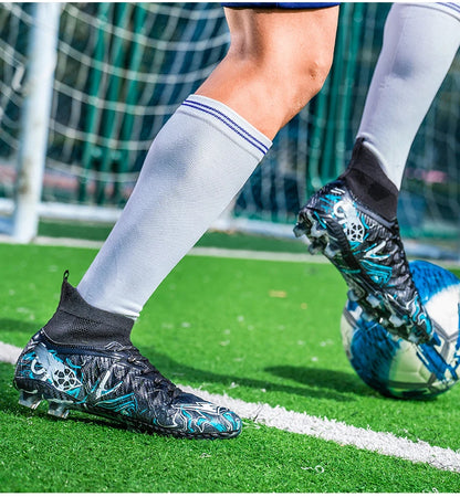 Zapatillas de fútbol profesionales para hombre, transpirables, con tacos largos, resistentes al desgaste y antideslizantes