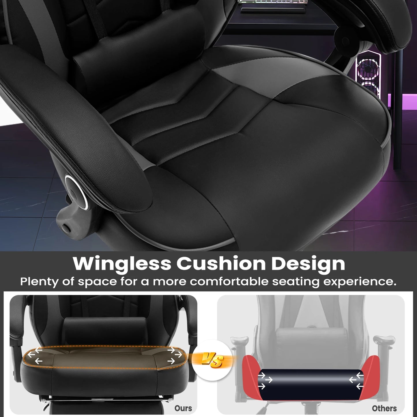 WOLTU Swivel  Gaming Racing Chair Desk Office Computer Chair Sports Seat with Headrest Lumbar Cushion Footrest Gamer Chair