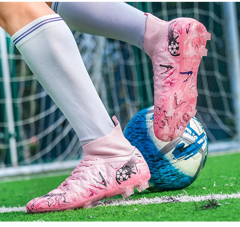 Zapatillas de fútbol profesionales para hombre, transpirables, con tacos largos, resistentes al desgaste y antideslizantes
