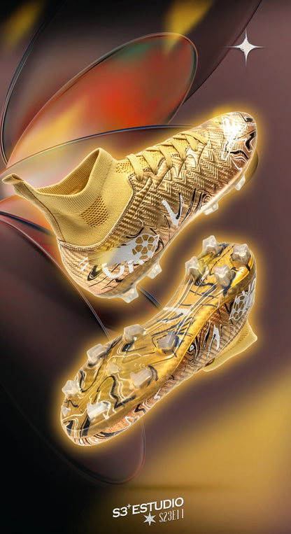 ro Performance HighCut Soccer Boots FG TF Studs Breathable Lightweight Cleats for Outdoor Grass and Turf Training Matches