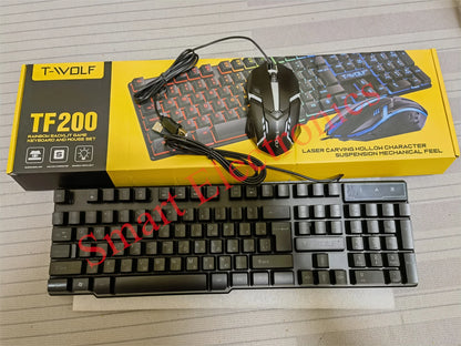 Russian Keyboard with Russian English Letter 100% Keyboard Mouse Kit Translucent Keycaps Backlight Punk Round Keycap Wired TF270
