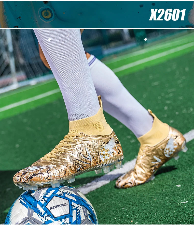 Zapatillas de fútbol profesionales para hombre, transpirables, con tacos largos, resistentes al desgaste y antideslizantes