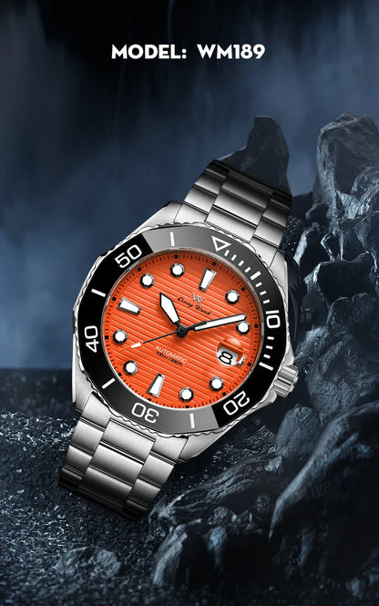 WM Watch Automatic Mechanical Watches Ceramic Bezel Anti-reflective Coating 100 Water Resistant Sapphire Welly Merck Watch 189M