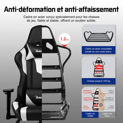 Hiazurm Office chair，Gaming chair for adults with adjustable backrest and armrests，Gaming chair with 3D wing contour design，Ergonomic office chair with S-shaped back support，Gaming chair with one-piece steel frame