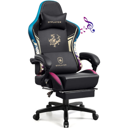 GTPLAYER Gaming chair Gamer chair with Bluetooth Speakers and Footrest Dragon Series Office Chair Ergonomic Gaming chair