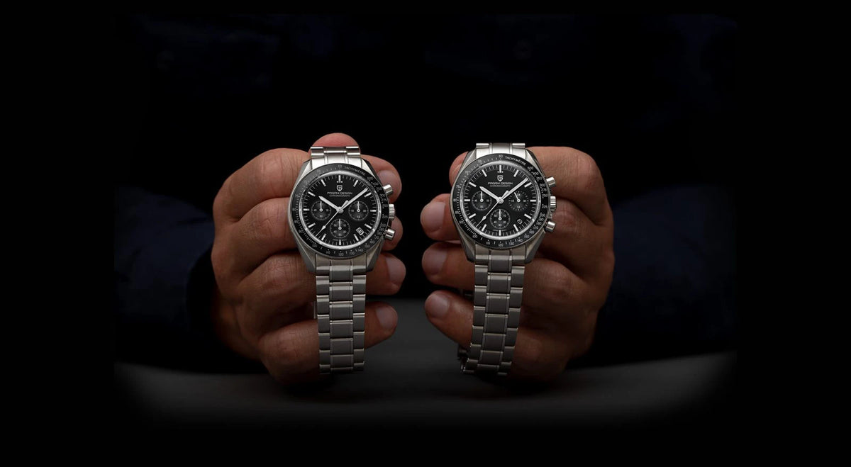 Montre pour homme PAGANI DESIGN (nouveau modèle V5 PD1701) – Chronographe sportif de type « Speed » à quartz, verre saphir avec traitement antireflet, étanche jusqu'à 100 mètres.