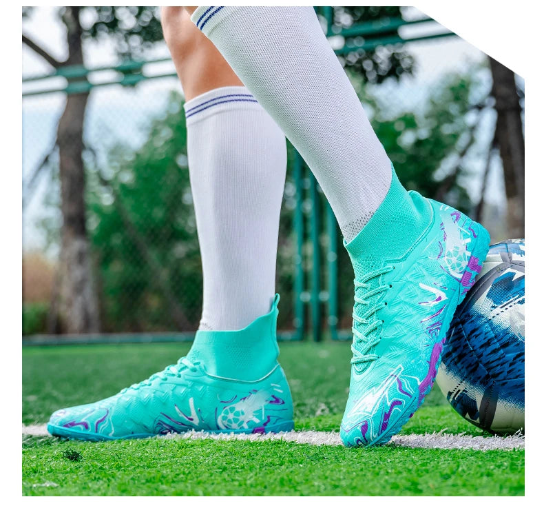 Zapatillas de fútbol profesionales para hombre, transpirables, con tacos largos, resistentes al desgaste y antideslizantes