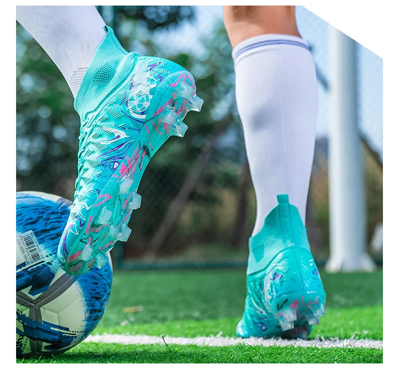 Zapatillas de fútbol profesionales para hombre, transpirables, con tacos largos, resistentes al desgaste y antideslizantes