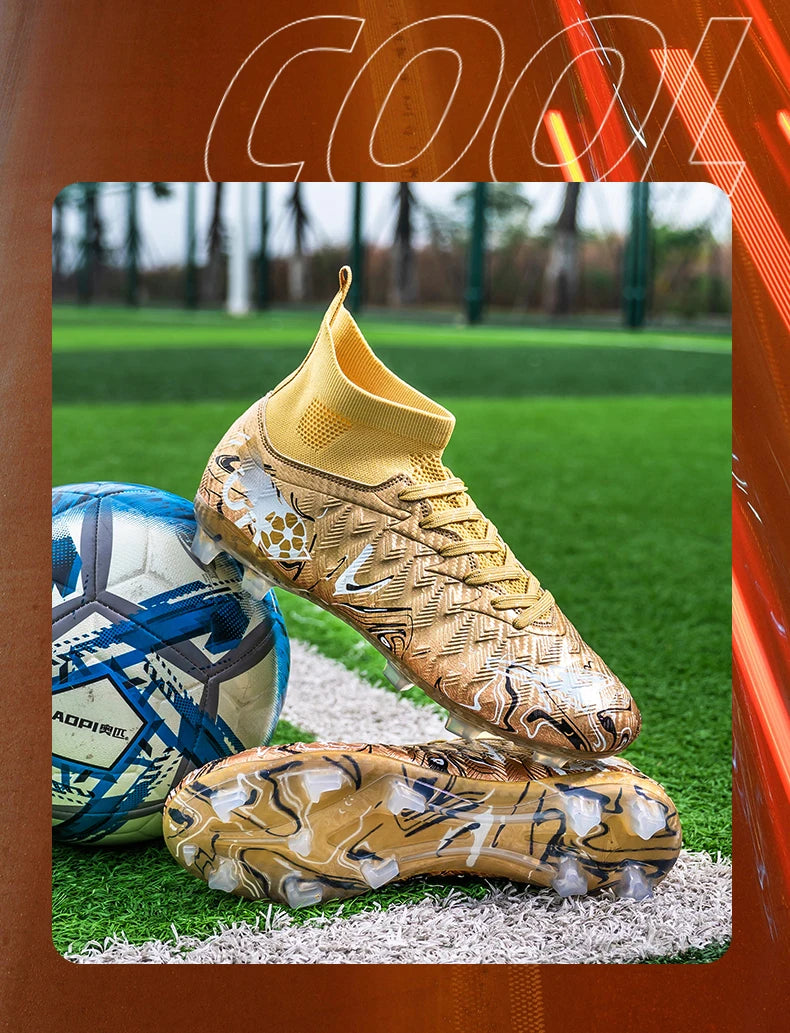 Zapatillas de fútbol profesionales para hombre, transpirables, con tacos largos, resistentes al desgaste y antideslizantes