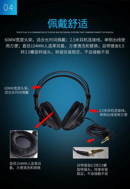 Samson SR850 Professional Studio Reference Headphones – Semi Open Back HiFi Monitoring Headphones for Studio Recording, Audio Mixing, Music Production & Critical Listening
