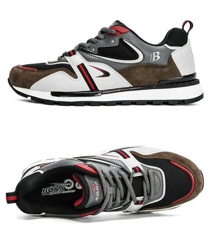 BONA New Designer Action Leather Sport Shoes Men's Sneakers Running Shoes Men's Tennis Walking Footwear Trendy Fitness