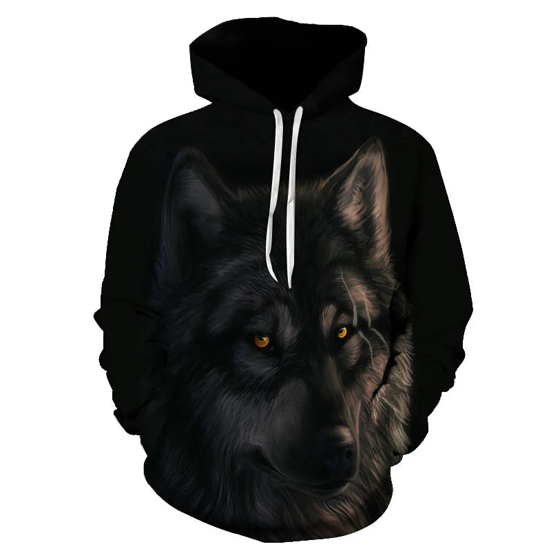 Cool Space Galaxy Wolf Hoodie Hoodies Men Bright Wolf Fashion Handsome Wolf Hoodies Spring Autumn Pullovers Sweatshirts Sweat